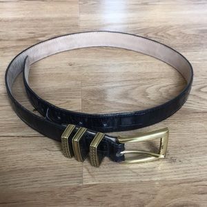 Brighton Black Snake Skin Leather Gold VTG